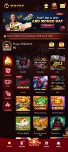PX777 game home page interface